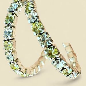 WOMEN’S SILVER HOOP EARRINGS WITH YELLOW & CLEAR CRYSTAL TENNIS SETTING